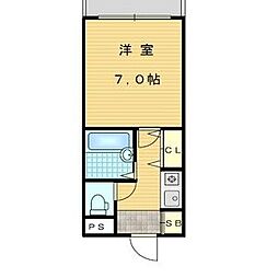 阪急千里線 豊津駅 徒歩4分の賃貸マンション 4階1Kの間取り