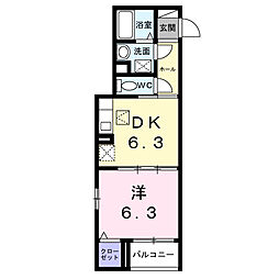 東武東上線 下赤塚駅 徒歩17分の賃貸アパート 1階1DKの間取り