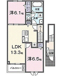 Ｍａｈｉｎａ 2階2LDKの間取り