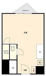 JR山手線 代々木駅 徒歩5分の賃貸マンション 5階ワンルームの間取り