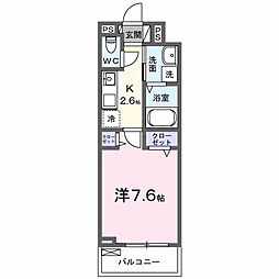 エスポワール 2階1Kの間取り
