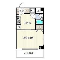 アソルティ関内大通公園 201 2階1Kの間取り