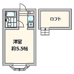 東武東上線 鶴瀬駅 徒歩12分の賃貸アパート 2階ワンルームの間取り