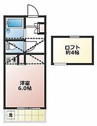 京急本線 屏風浦駅 徒歩3分の賃貸アパート 1階ワンルームの間取り