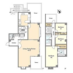 松濤リージェンシー 2階3LDKの間取り