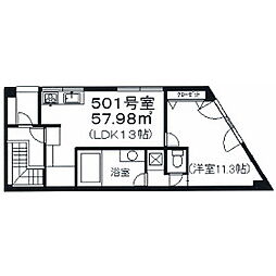 東京メトロ有楽町線 要町駅 徒歩8分の賃貸マンション 5階1LDKの間取り
