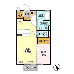 JR鹿島線 鹿島神宮駅 7.9kmの賃貸アパート 2階1LDKの間取り