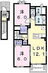 フェリオ 2LDKの間取図画像