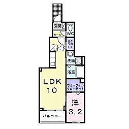 JR横浜線 淵野辺駅 バス10分 上宿下車 徒歩4分の賃貸アパート 1階1LDKの間取り
