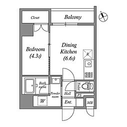 京王井の頭線 高井戸駅 徒歩11分の賃貸マンション 1階1DKの間取り