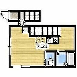 グローリア西蒲田 2階ワンルームの間取り