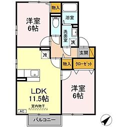 京成千葉線 京成津田沼駅 徒歩12分の賃貸アパート 2階2LDKの間取り