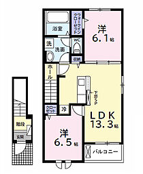 グレイス 2階2LDKの間取り