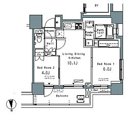 東京メトロ日比谷線 仲御徒町駅 徒歩7分の賃貸マンション 2階2LDKの間取り