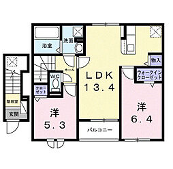 ミモザ 2階2LDKの間取り