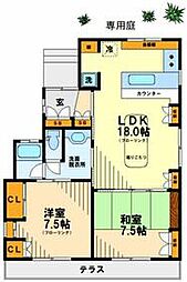 京王線 下高井戸駅 徒歩5分の賃貸アパート 1階2LDKの間取り