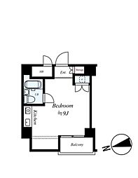京急本線 大森町駅 徒歩2分の賃貸マンション 1階ワンルームの間取り
