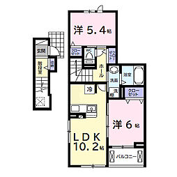 アヴァンセIII 2階2LDKの間取り