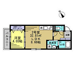 JR常磐線 松戸駅 徒歩13分の賃貸アパート 3階1LDKの間取り