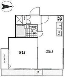 JR総武線 信濃町駅 徒歩3分の賃貸マンション 2階1DKの間取り