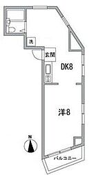 都営新宿線 森下駅 徒歩2分の賃貸マンション 2階1DKの間取り