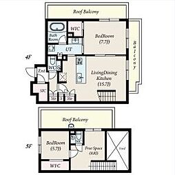 JR総武線 大久保駅 徒歩7分の賃貸マンション 4階2SLDKの間取り