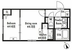 東京メトロ丸ノ内線 西新宿駅 徒歩3分の賃貸マンション 1階1DKの間取り