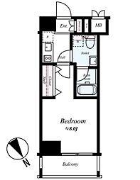 JR高崎線 尾久駅 徒歩4分の賃貸マンション 10階1Kの間取り
