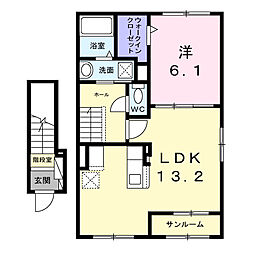 ＴＳＴ　ＦＵＳＯ 2階1LDKの間取り