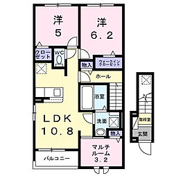 JR総武線 東中野駅 徒歩13分の賃貸アパート 2階3LDKの間取り