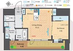 JR山手線 恵比寿駅 徒歩8分の賃貸マンション 8階1LDKの間取り