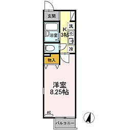 京王相模原線 京王多摩センター駅 徒歩7分の賃貸アパート 1階1Kの間取り