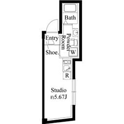 東京メトロ千代田線 代々木上原駅 徒歩3分の賃貸マンション 3階ワンルームの間取り