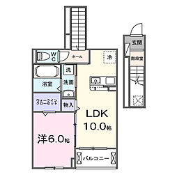 東武東上線 若葉駅 バス18分 南戸守下車 徒歩1分の賃貸アパート 2階1LDKの間取り
