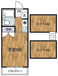 京王線 飛田給駅 徒歩2分の賃貸アパート 2階1Kの間取り