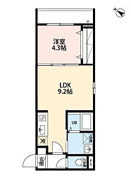 JR東海道本線 大船駅 徒歩9分の賃貸アパート 3階1LDKの間取り