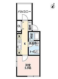 Fleur chiba (フルールチバ) 3階1Kの間取り
