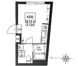 西武新宿線 沼袋駅 徒歩2分の賃貸マンション 3階ワンルームの間取り