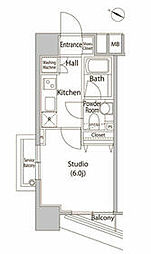 JR山手線 新宿駅 徒歩8分の賃貸マンション 10階1Kの間取り