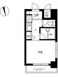 都営大江戸線 若松河田駅 徒歩5分の賃貸マンション 2階ワンルームの間取り