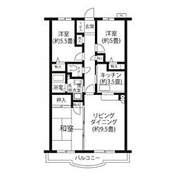都営大江戸線 光が丘駅 徒歩15分の賃貸マンション 1階3LDKの間取り