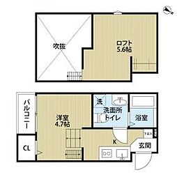 Ｃｏｎｎｅ 1階ワンルームの間取り