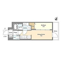 グランカーサ千駄木 4階1DKの間取り