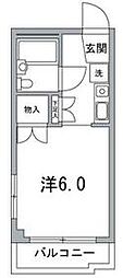 都営大江戸線 門前仲町駅 徒歩8分の賃貸マンション 2階ワンルームの間取り