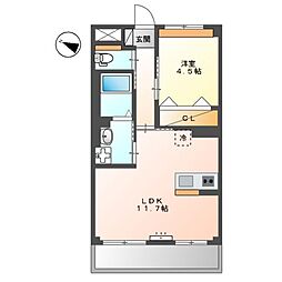 ATB松之内 2階1LDKの間取り