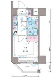 JR山手線 新大久保駅 徒歩2分の賃貸マンション 10階1Kの間取り