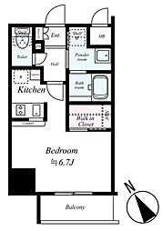 ハーモニーレジデンス東京イーストコア004 6階ワンルームの間取り