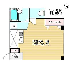 東急東横線 田園調布駅 徒歩9分の賃貸マンション 2階ワンルームの間取り