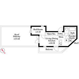 東京メトロ副都心線 北参道駅 徒歩4分の賃貸マンション 4階1LDKの間取り
