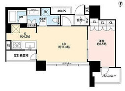 グランドミッドタワーズ大宮 15階1LDKの間取り